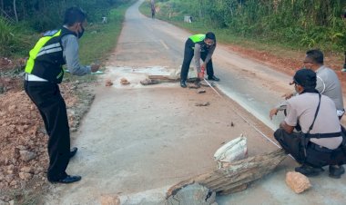 Lantas Merauke Benarkan Laka Tuggal Dijalan Trans Papua Karena Menabrak Lubang Pekerjaan