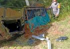 Polisi tangani Kasus Laka Lantas di Sota, Laka Tunggal di Km 65 Mobil Pick Up terguling.
