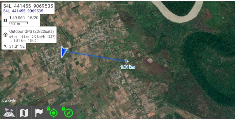 Lokasi kandang ayam dan kampung Marga Mulya jika dilihat dari udara
