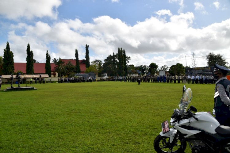 Suasana Apel Gelar Pasukan dilapangan Polres Merauke