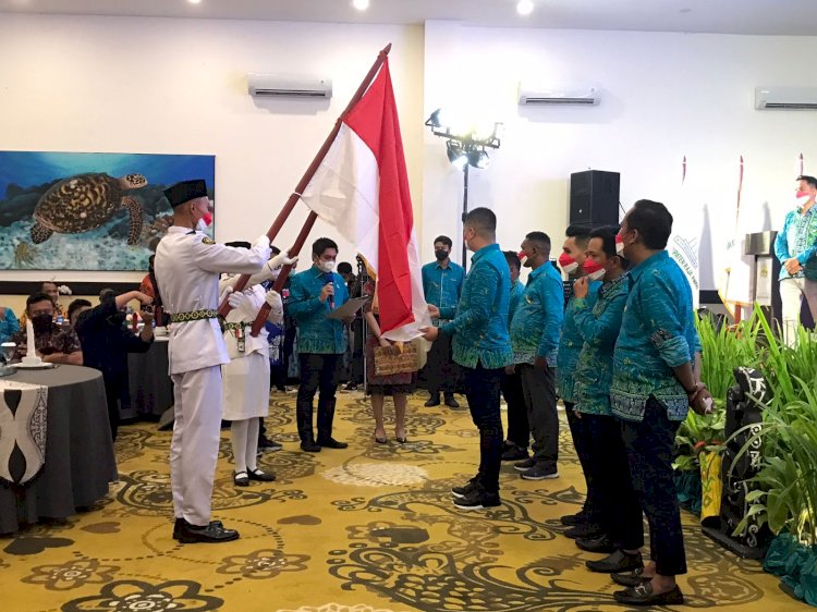 Prosesi pelantikan pengurus Badan Pengurus Daerah (BPD) Himpunan Pengusaha Muda Indonesia (HIPMI) Papua Barat Periode 2021-2024 oleh Ketua Umum BPP HIPMI Mardani Haji Maming, di Hotel Vega, Sorong Papua Barat