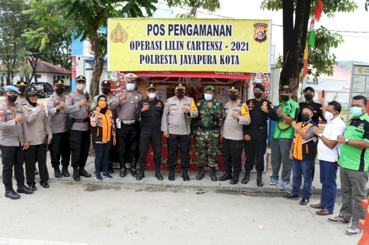 Kapolresta Tinjau Pos-pos Operasi Lilin Cartensz-2021 Pengamanan  Natal