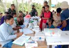 Koramil Waropko Bersinergi dengan Puskesmas Ninati, Satgas Yonif 410, Polsek Waropko, PT Nindya Karya Gelar Pengobatan Massal dan Pembagian Sembako