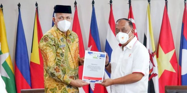 Gubernur Aceh, Nova Iriansyah, saat menemui Ketua Umum KONI Pusat, Marciano Norman, di Jakarta, Senin (31/1)/Ist