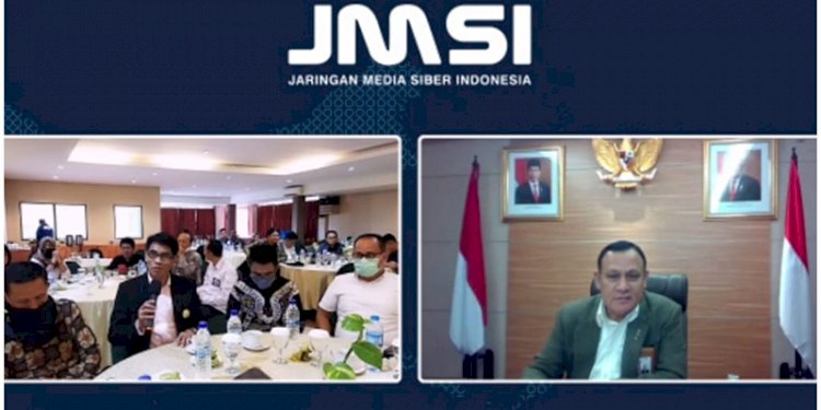 Ketua KPK Firli Bahuri saat menyampaikan paparan di HUT ke-2 JMSI secara virtual/Repro