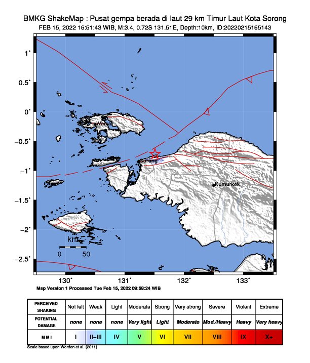 Gempabumi Guncang Kota Sorong Rilis BMKG 