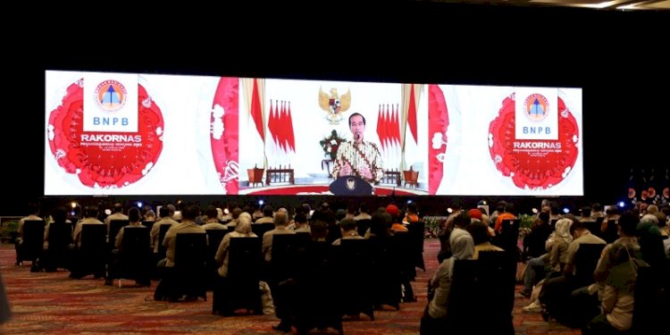 Presiden Jokowi saat beri arahan di Rakornas BNPB tahun 2022/Ist