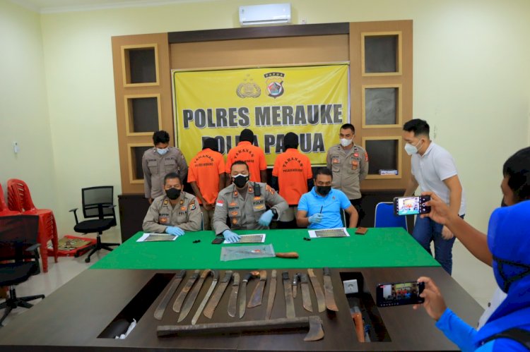 Polres Merauke saat menggelar konferensi pers/ Humas 