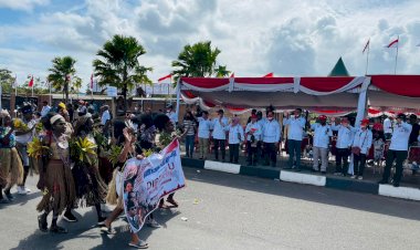 Di Merauke, Pawai Budaya Nusantara Meriahkan HUT Kemerdekaan RI Ke 77