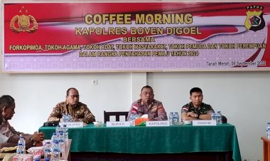 Wujudkan Pemilu 2024 Aman dan Damai, Kapolres Boven Digoel Gelar Coffee Morning