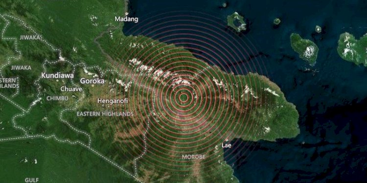 Lokasi gempa di Papua Nugini/Net