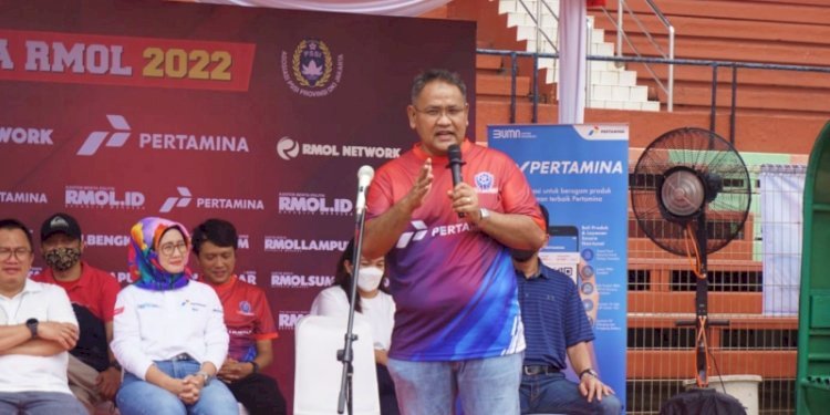 CEO RMOL Network, Teguh Santosa, saat membuka kompetisi Liga RMOL. Foto: RMOL.