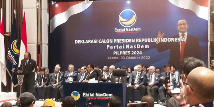 Deklarasi Partai Nasdem mengusung Anies Baswedan sebagai bakal calon presiden 2024/RMOL