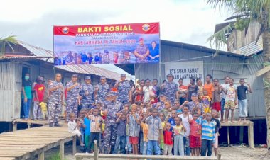 Jelang Hari Armada 2022, Lantamal XI Merauke Gelar Bakti Sosial Kepada Warga RTS Suku Asmat  Jalan Noari