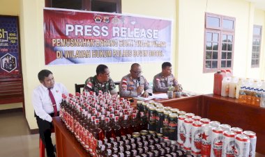 Polres Boven Digoel Musnahkan BB Miras dan Ganja