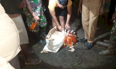 Gabungan Aparat di Okaba Berhasil Amankan Puluhan Botol Miras Illegal Pabrik