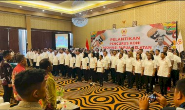 Apolo Safanpo di Kukuhkan Menjadi Ketua Umum KONI Provinsi Papua Selatan 2023-2024