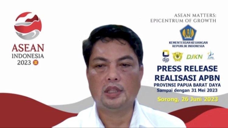 Kepala Kantor Pelayanan Perbendaharaan Negara (KPPN) Sorong, Budi Hartadi dalam pers rilisnya pada kondisi realisasi APBN sampai dengan 31 Mei 2023 khusus di Provinsi Papua Barat Daya.