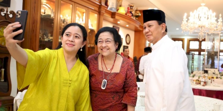 Momen kebersamaan Ketua Umum PDIP, Megawati Soekarnoputri; Ketua Umum Gerindra, Prabowo Subianto; dan Ketua DPP PDIP, Puan Maharani/Net