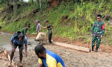 Dansatgas TMMD Kodim 1711/BVD Kembali Tinjau Proses Pengecoran Jalan