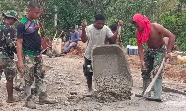 Berkat Kegigihan Satgas TMMD, Tahap Demi Tahap Pengecoran Jalan Sudah Terlihat Hasilnya