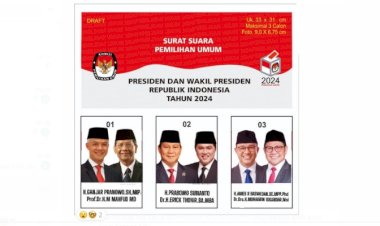 Beredar Desain Surat Suara 3 Paslon: Ganjar-Mahfud, Prabowo Erick dan Anies-Muhaimin
