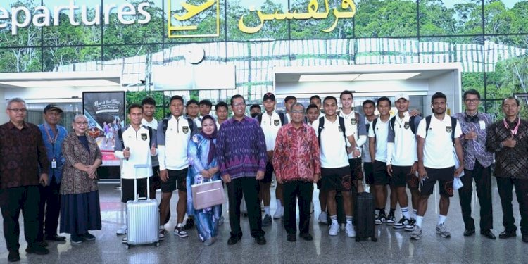 Potret pelepasan timnas Indonesia di Bandara Internasional Brunei, Bandar Seri Begawan pada Rabu, 18 Oktober 2023/Ist