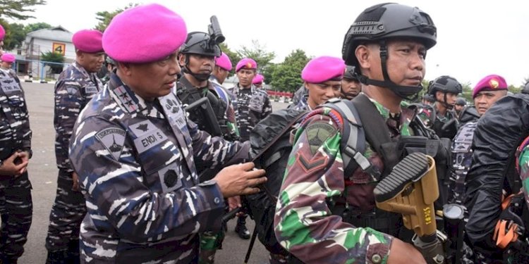 Pemeriksaan Kesiapan Latihan (Riksiap Lat) Satgas Operasi Damai Cartenz di Wilayah Papua dan Satgas Pamtas Laut Natuna Utara Tahun 2024 di i Lapangan Apel Brigif 1 Marinir, Kesatrian Marinir Hartono Cilandak, Jakarta Selatan, Jumat, (26/1)/Ist