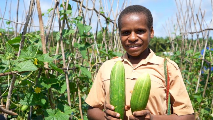 Maegulenta Okdikib Siswi SDN ASIKI yang mengikuti kegiatan Agro Edukasi di Kebun Pwrcontohan TSE Grup