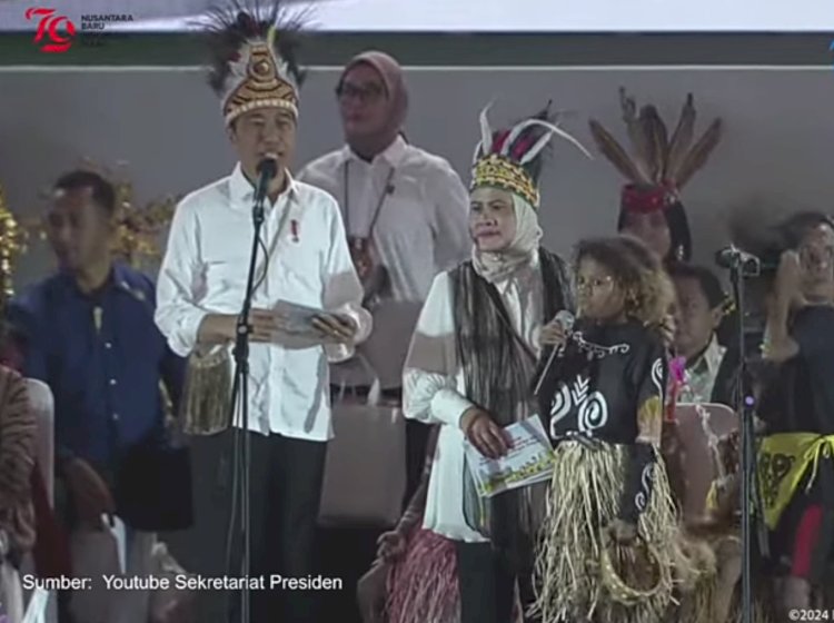 Persiden Jokowidodo saat memberikan kuis kepada anak-anak/ist,Sekertaris persiden