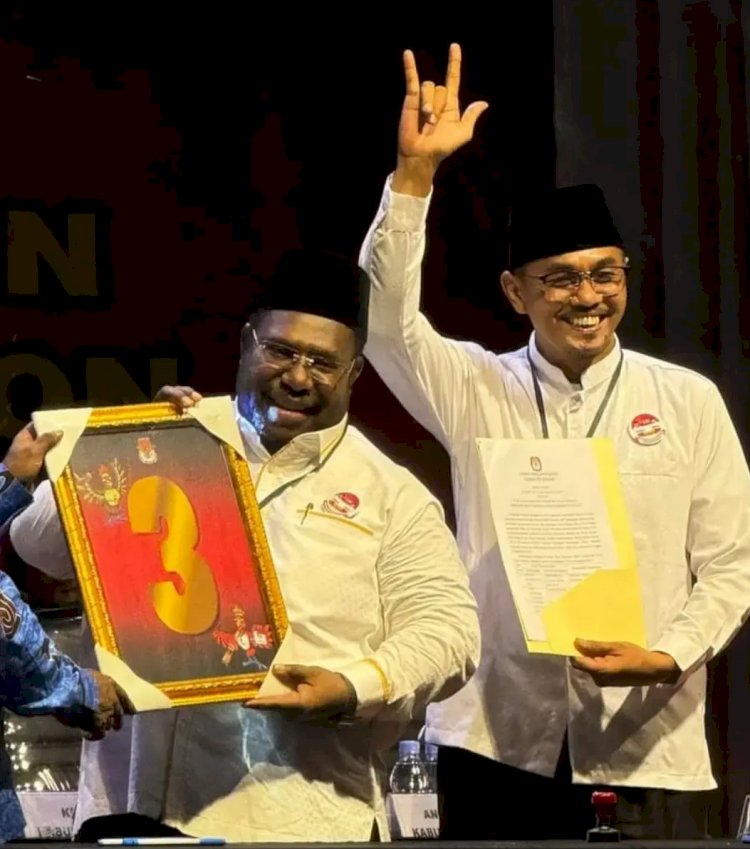 Pasangan calon Bupati dan Calon wakil bupati Keerom Kenius Kogoya-dan Nursalim Arrozy (KK-NUR) mendapatkan nomor urut 3 pada Pilkada 2024.