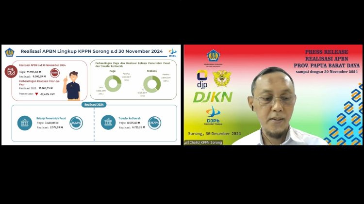 Penjelasan realisasi APBN lingkup KPPN Sorong  sampai dengan 30 November 2024. (Istimewa) 