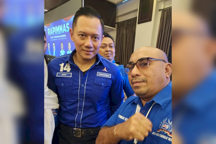 Perwakilan DPD IMDI Papua Selatan, Dev Titaley saat bertemu dengan AHY