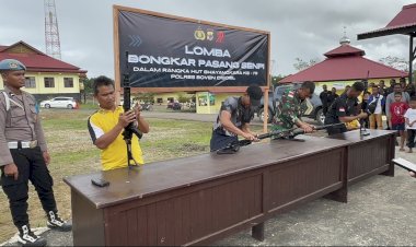 Lomba Bongkar Pasang Senjata Api Meriahkan HUT Bhayangkara ke-79 di Boven Digoel