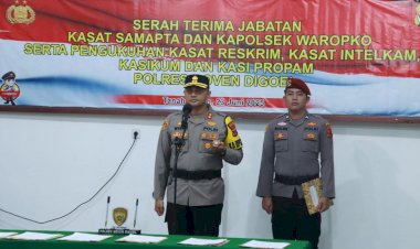 Kapolres Boven Digoel Pimpin Sertijab Kapolsek Waropko dan Pengukuhan Sejumlah Pejabat Polres