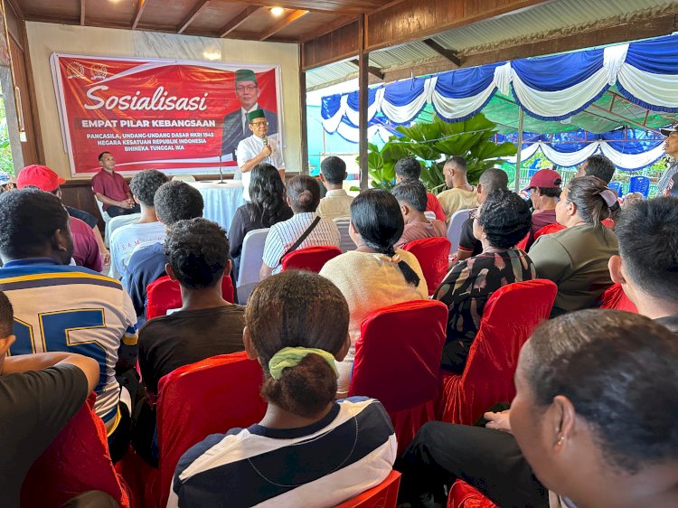 Anggota Komite III DPD RI Dapil Papua Barat Daya, Hartono mengelar sosialisai 4 Pilar Kebangsaan di HBM, Kota Sorong.  (Istimewa) 