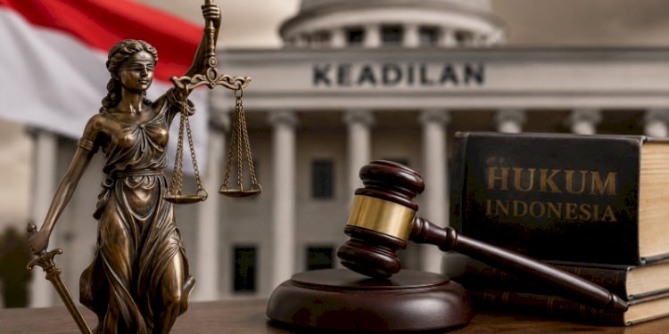 Ilustrasi hukum dan keadilan di Indonesia. (Foto: artificial intelligence)