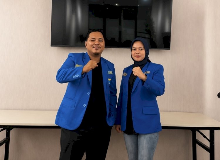 Ketua PKC PMII, Ismail Saleh bersama Ketua Korps PMII Putri (Kopri) PKC PMII Papua Barat–Papua Barat Daya, Andi Fitriyani Idris. (Istimewa) 
